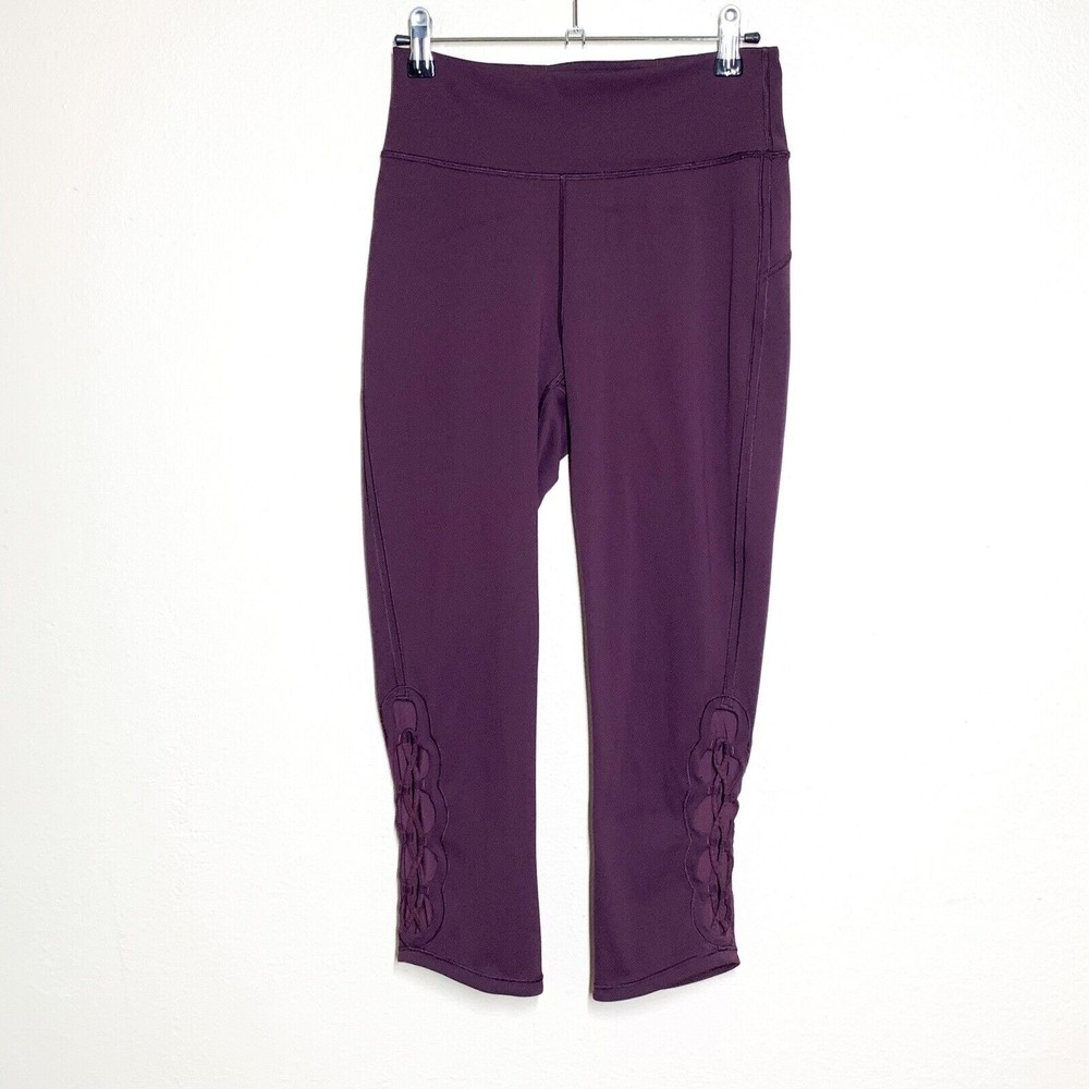 Lululemon Tied To It Crop 21" Black Cherry 6 Leggings Full-On Luxtreme W6AJHS